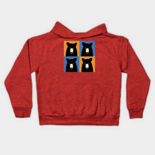 BLACK BEAR ON ORANGE AND BLUE Kids Hoodie